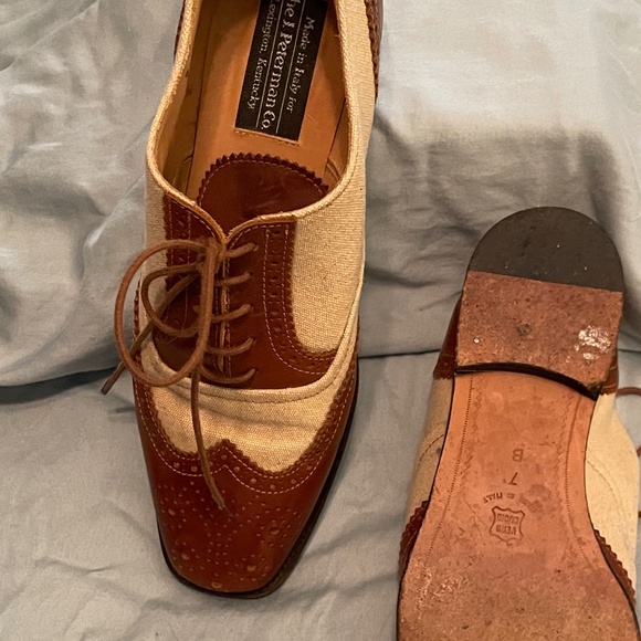 Spectator Shoes, J. Peterman, Tan & Cognac, US 7 UK 5 - Picture 3 of 5